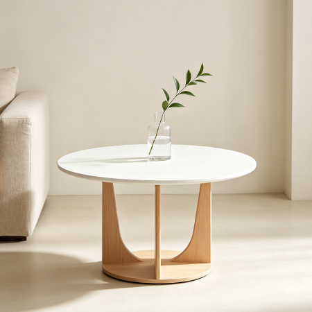 Minimalist Round End Table with Open Design